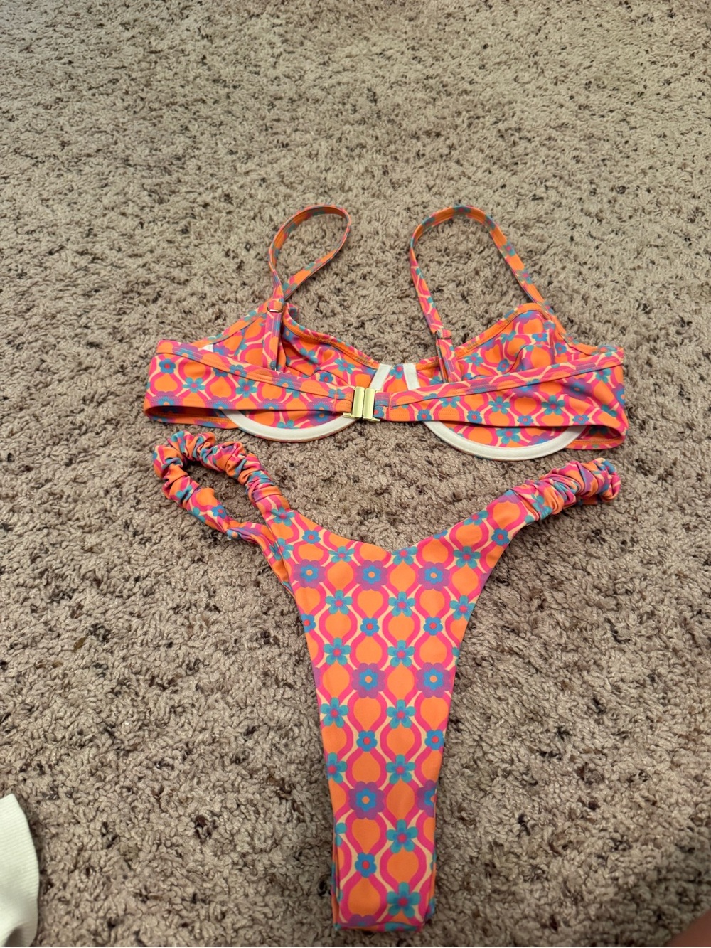 Kulani Kinis Orange Pink Blue Floral Print Bikini - Picture 2 of 3